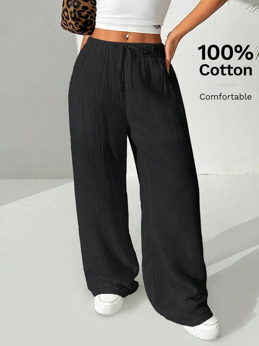 EZwear Women's Solid Color Simple Daily Casual Long Pants
