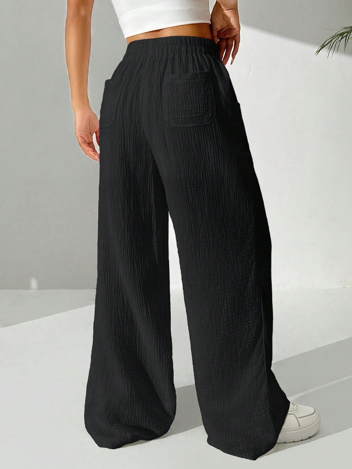 EZwear Women's Solid Color Simple Daily Casual Long Pants