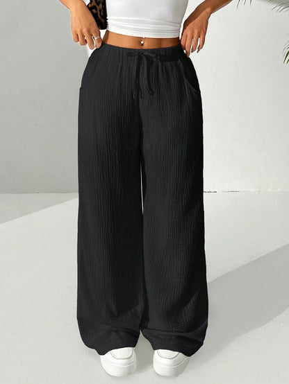 EZwear Women's Solid Color Simple Daily Casual Long Pants