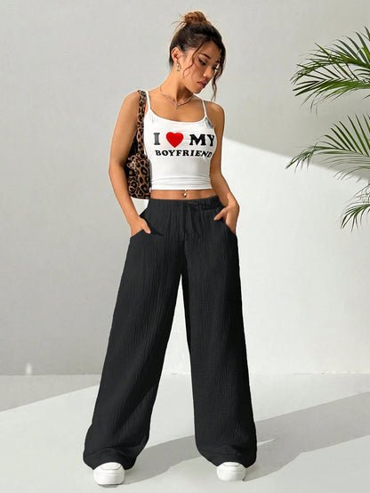 EZwear Women's Solid Color Simple Daily Casual Long Pants