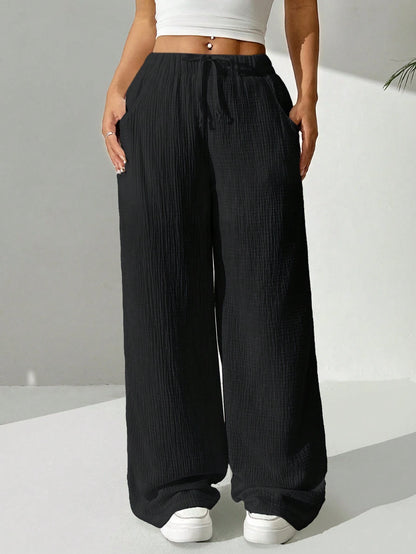 EZwear Women's Solid Color Simple Daily Casual Long Pants