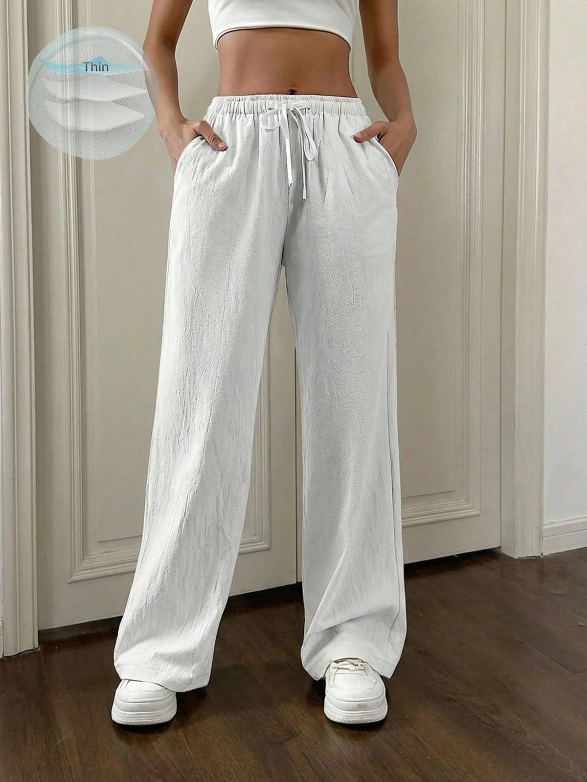 EZwear Women's Solid Color Simple Daily Casual Long Pants