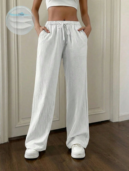 EZwear Women's Solid Color Simple Daily Casual Long Pants