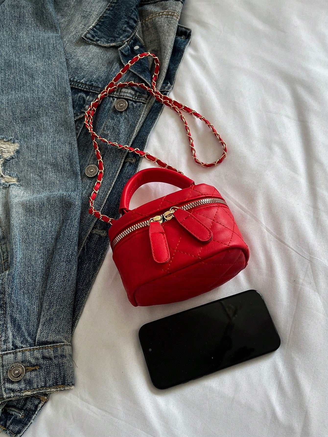 F.FAN.BAGS, Lightweight Mini Bag, Chain Bag, Quilted Diamond Bag, Handbag, Bucket Bag, Very Suitable For Teenage Girls, College Students And White-Collar Professionals, Very Suitable For Office, Colle