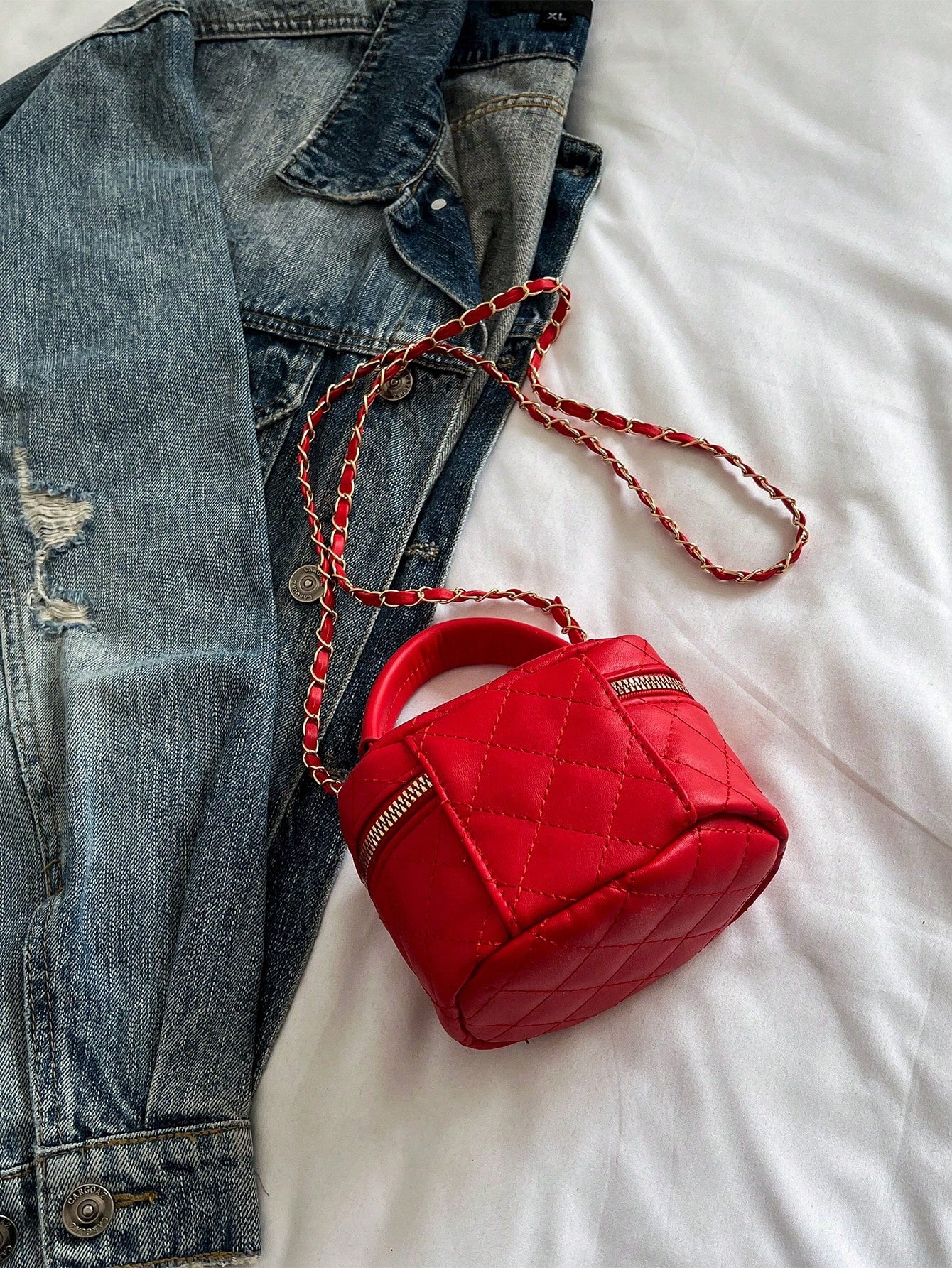 F.FAN.BAGS, Lightweight Mini Bag, Chain Bag, Quilted Diamond Bag, Handbag, Bucket Bag, Very Suitable For Teenage Girls, College Students And White-Collar Professionals, Very Suitable For Office, Colle