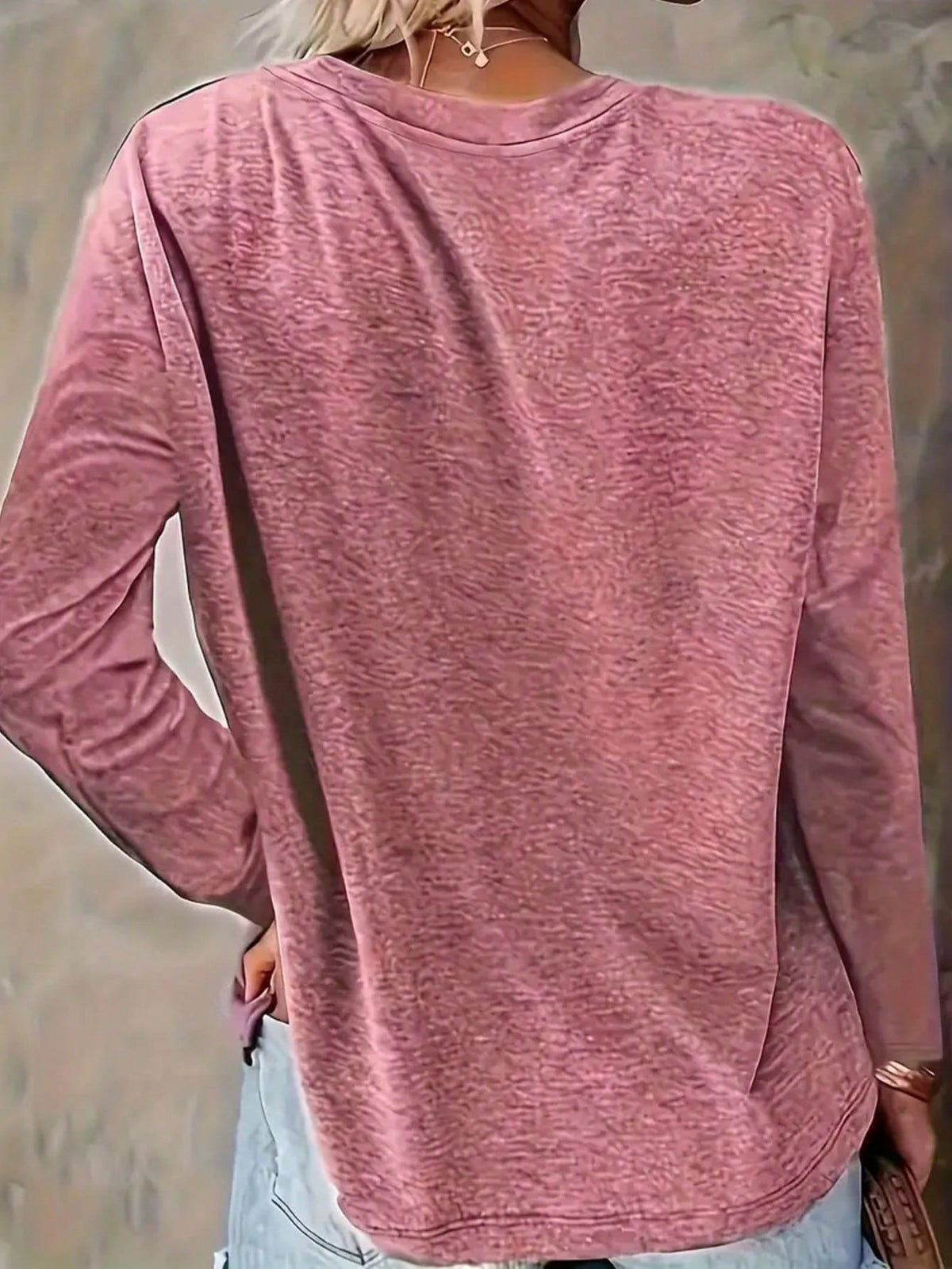 Faith Print Crew Neck T-Shirt, Casual Long Sleeve Top, Women Spring