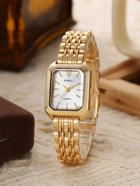 Fashion Classic 5-Pearl Bracelet Watch, Square Ladies' Dress Watch, Essential For Goddess
