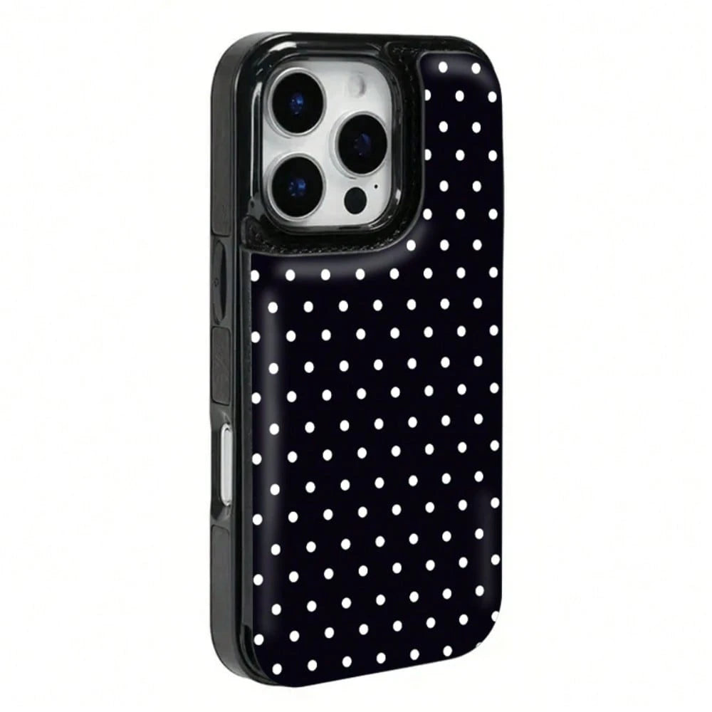 Fashion Polka Dot Pattern Cardholder Phone Cases Compatible With IPhone17 Pro Max, 16 Pro Max, 15 Pro Max, 14 Pro Max, 13 Pro, 12 Pro, Galaxy S25 Ultra, S24, S23, S22 Features Card Slots And Multiple