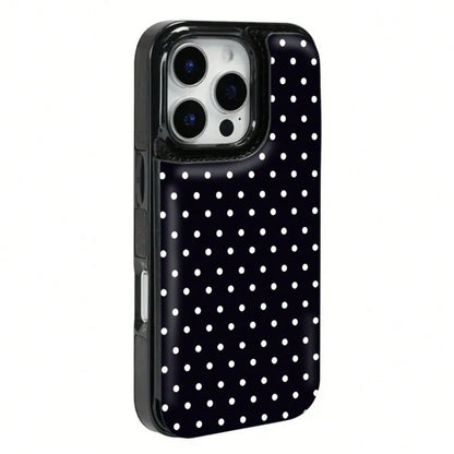 Fashion Polka Dot Pattern Cardholder Phone Cases Compatible With IPhone17 Pro Max, 16 Pro Max, 15 Pro Max, 14 Pro Max, 13 Pro, 12 Pro, Galaxy S25 Ultra, S24, S23, S22 Features Card Slots And Multiple