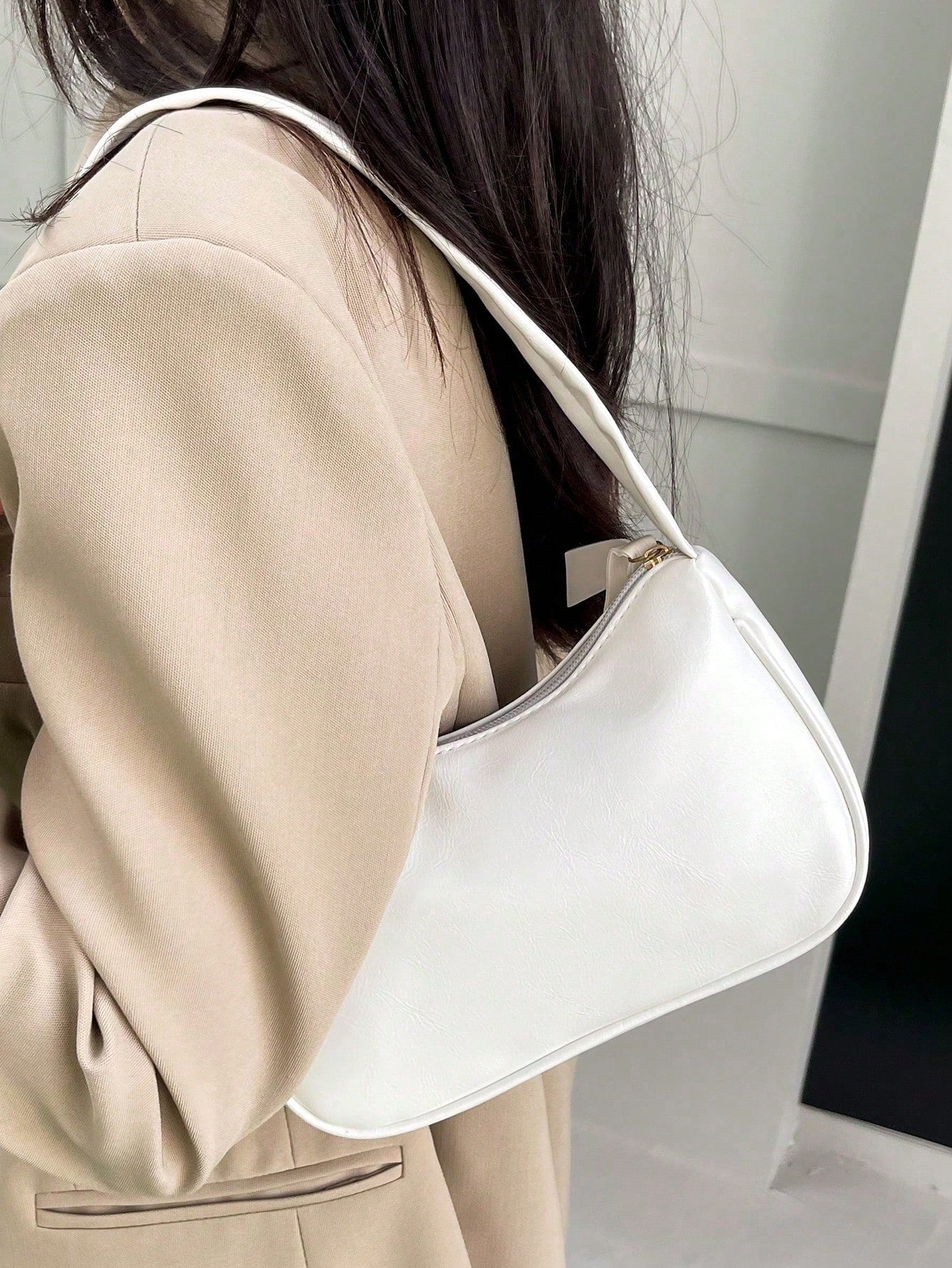Fashionable New Candy Color Cloud Shaped Solid Color Shoulder Bag, Cute Underarm Bag, Kawaii, Cream Bag