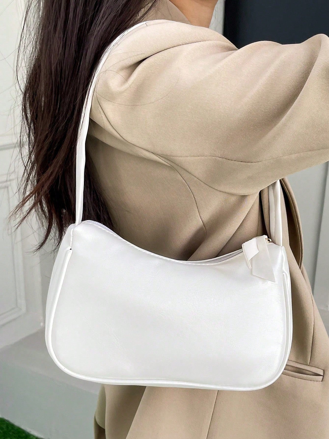 Fashionable New Candy Color Cloud Shaped Solid Color Shoulder Bag, Cute Underarm Bag, Kawaii, Cream Bag