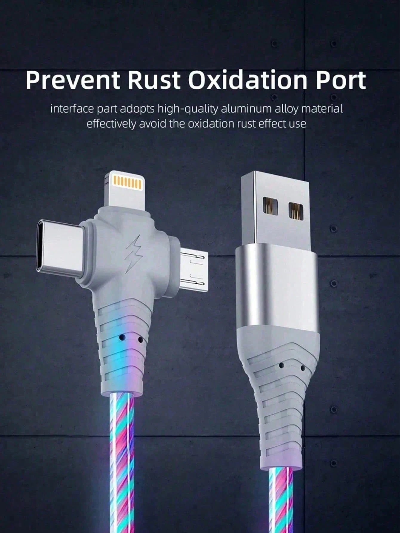 Fast Charging 3-In-1 LED Light Data Cable, Compatible With IPhone 17 Pro Max/17 Pro/17/Air/17/16/15/14/13/12/11, S25/S24/S23/S22/S21/S20 Ultra Plus Series