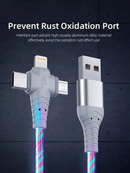 Fast Charging 3-In-1 LED Light Data Cable, Compatible With IPhone 17 Pro Max/17 Pro/17/Air/17/16/15/14/13/12/11, S25/S24/S23/S22/S21/S20 Ultra Plus Series
