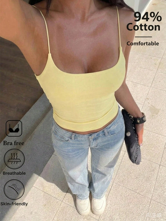 FavEase Casual Versatile Ruched Cup Women White Camisole