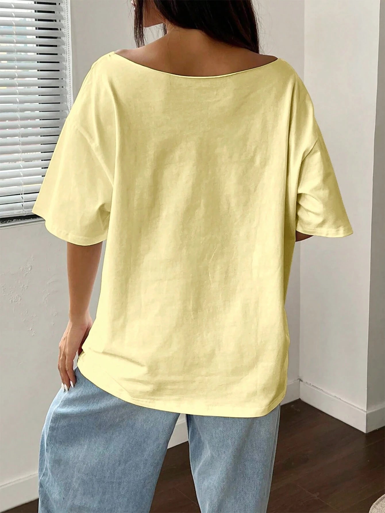 FavEase Plus Size Women Summer Loose Asymmetrical Neck Cocktail Fruit Orange Y2K Graphic Oversized T-Shirt