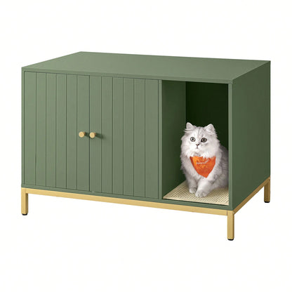 Feandrea Cat Litter Box Enclosure, Hidden Litter Box Furniture With Scratch Pad, Front Entry, Double Cabinet Doors, Modern Style, 31.5" Cat House Washroom Side End Table