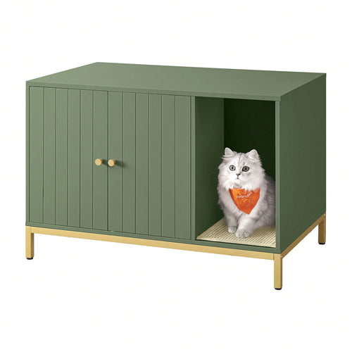 Feandrea Cat Litter Box Enclosure, Hidden Litter Box Furniture With Scratch Pad, Front Entry, Double Cabinet Doors, Modern Style, 31.5" Cat House Washroom Side End Table