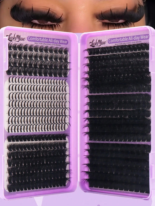 Fengxiu Eyelash LUXE 07-Party-Lashbook 512pcs Large Capacity Eyelash Book 8D Super Fluffy Soft Comfortable High-Quality DIY Eyelash Clusters Russian Lash Extensions Lash Individuals 3D Volume Eyelash
