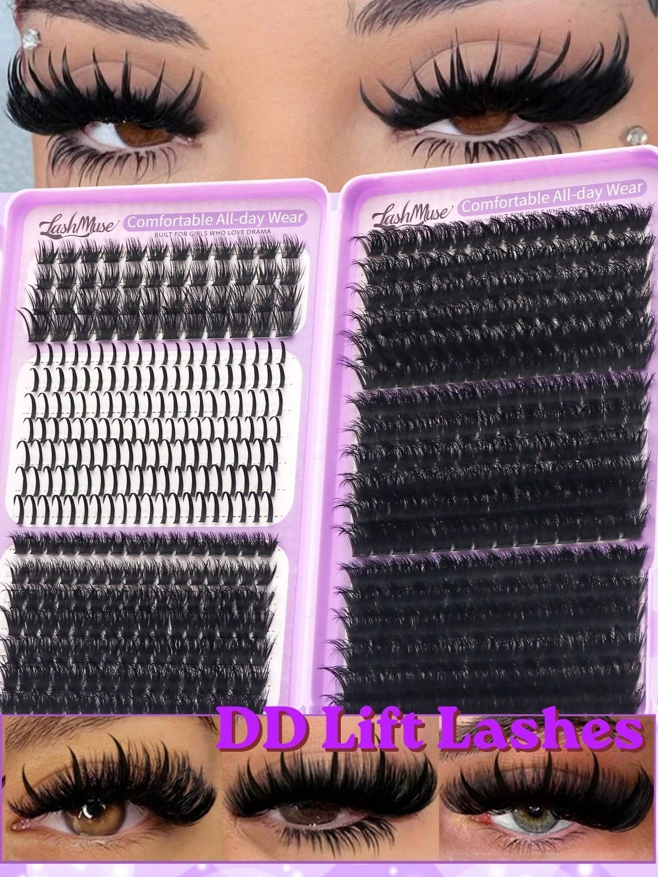 Fengxiu Eyelash LUXE 07-Party-Lashbook 512pcs Large Capacity Eyelash Book 8D Super Fluffy Soft Comfortable High-Quality DIY Eyelash Clusters Russian Lash Extensions Lash Individuals 3D Volume Eyelash