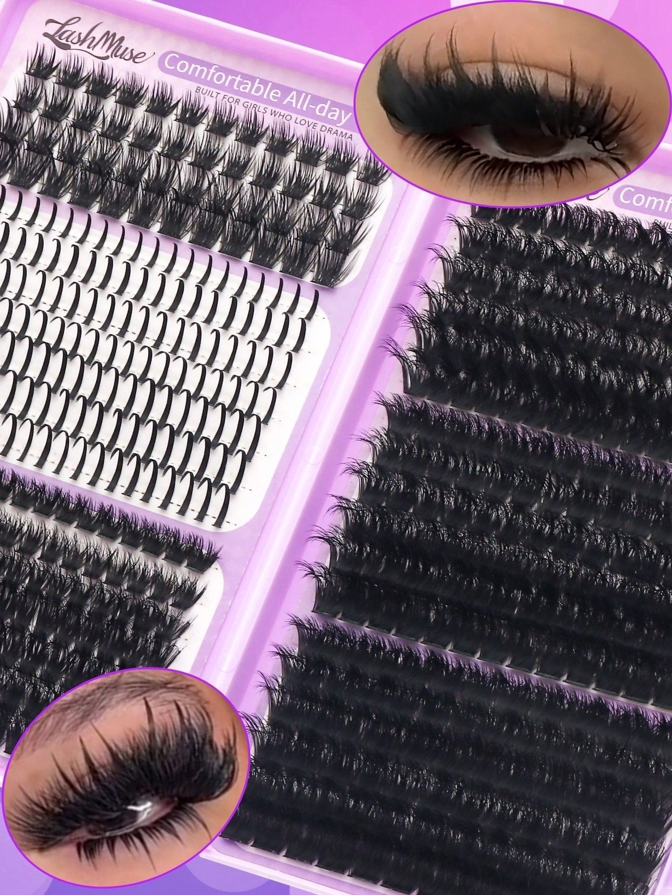 Fengxiu Eyelash LUXE 07-Party-Lashbook 512pcs Large Capacity Eyelash Book 8D Super Fluffy Soft Comfortable High-Quality DIY Eyelash Clusters Russian Lash Extensions Lash Individuals 3D Volume Eyelash