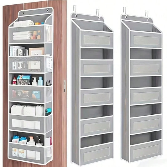 FF FINESSE THING 5-Tier Door Hanging Storage Organizer, Heavy-Duty Non-Woven With 5 Large Pockets & Hooks, Vertical Space Saver For Bathroom Wardrobe Bedroom Dorm, Holds Cosmetics, Toiletries, Towels
