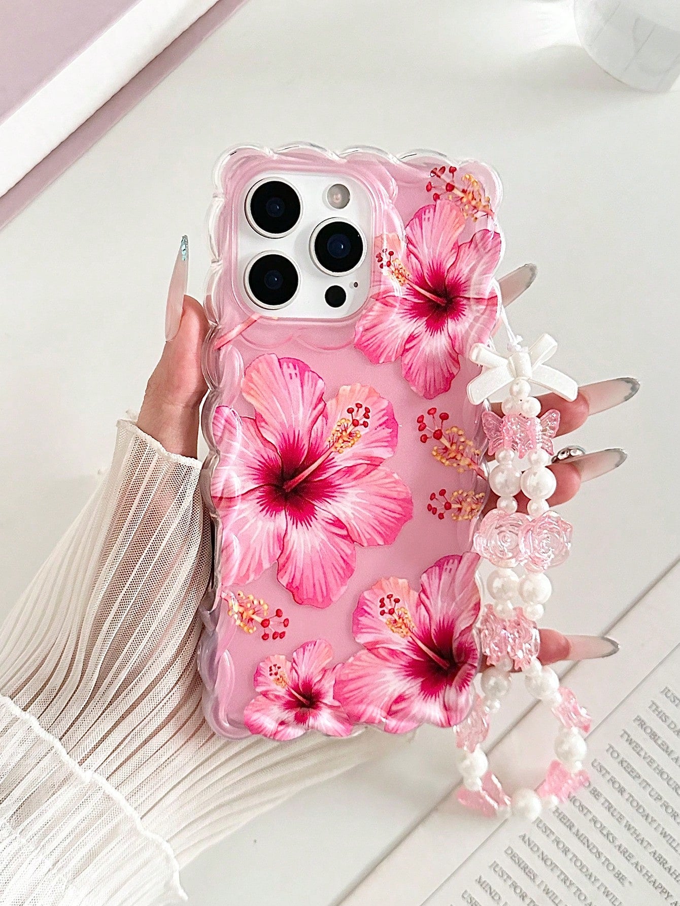 Flower Floral Painted Braided Transparent Shockproof Thick Painted Phone Case Compatible With Iphone 17/17 Pro/17 Pro Max/16/14, Candy-Colored 15, XS, 7/8 Plus, XR, 7/8, SE2, Printed 15 Pro Max, 14, 1