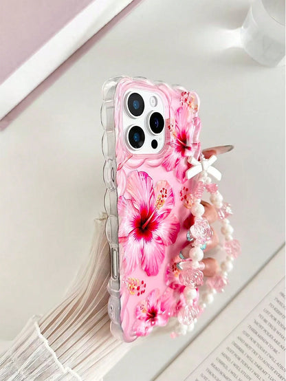 Flower Floral Painted Braided Transparent Shockproof Thick Painted Phone Case Compatible With Iphone 17/17 Pro/17 Pro Max/16/14, Candy-Colored 15, XS, 7/8 Plus, XR, 7/8, SE2, Printed 15 Pro Max, 14, 1