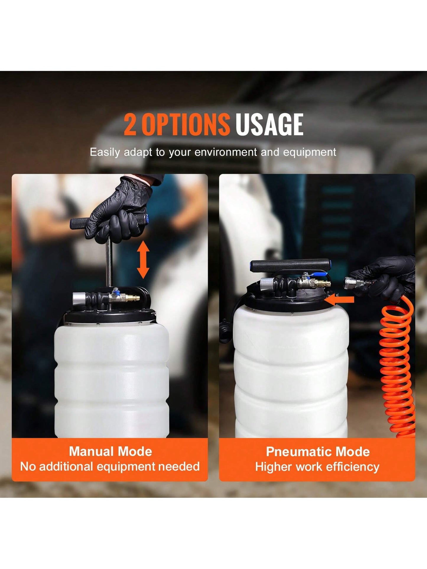 Fluid Extractor, 1.74-4 Gallons, Pneumatic/Manual Hand-Operated Oil Changer Vacuum Fluid Extractor With Dipstick And Suction Hose, Oil Extractor Change Pump For Automotive Fluids Vacuum Evacuation