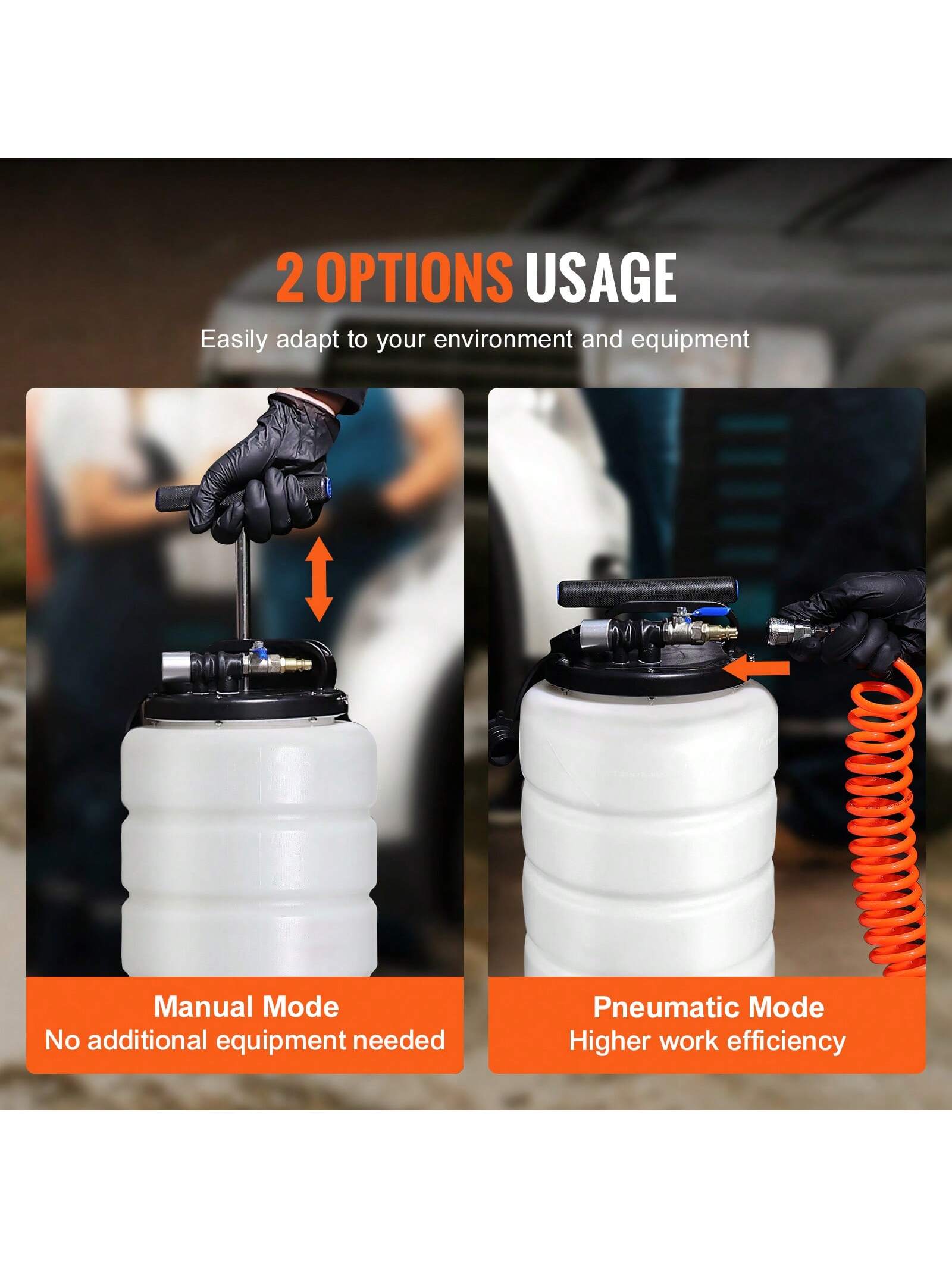 Fluid Extractor, 1.74-4 Gallons, Pneumatic/Manual Hand-Operated Oil Changer Vacuum Fluid Extractor With Dipstick And Suction Hose, Oil Extractor Change Pump For Automotive Fluids Vacuum Evacuation