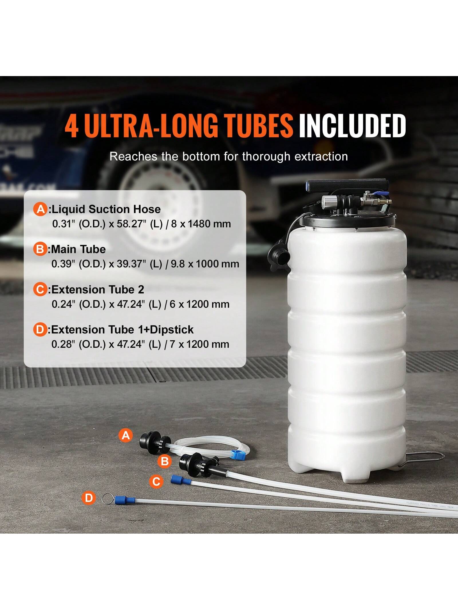 Fluid Extractor, 1.74-4 Gallons, Pneumatic/Manual Hand-Operated Oil Changer Vacuum Fluid Extractor With Dipstick And Suction Hose, Oil Extractor Change Pump For Automotive Fluids Vacuum Evacuation
