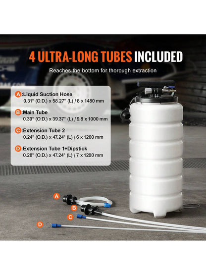 Fluid Extractor, 1.74-4 Gallons, Pneumatic/Manual Hand-Operated Oil Changer Vacuum Fluid Extractor With Dipstick And Suction Hose, Oil Extractor Change Pump For Automotive Fluids Vacuum Evacuation