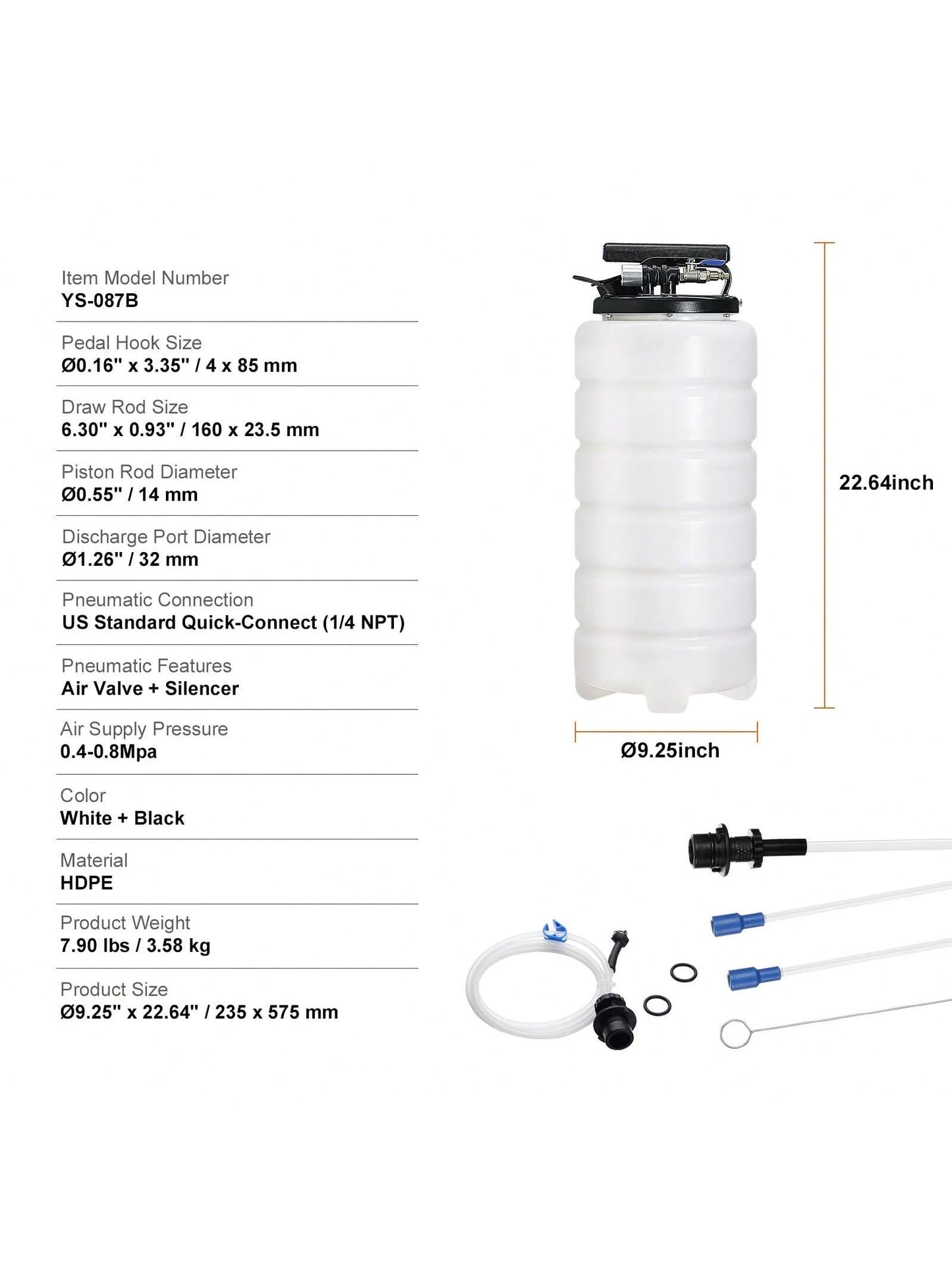 Fluid Extractor, 1.74-4 Gallons, Pneumatic/Manual Hand-Operated Oil Changer Vacuum Fluid Extractor With Dipstick And Suction Hose, Oil Extractor Change Pump For Automotive Fluids Vacuum Evacuation
