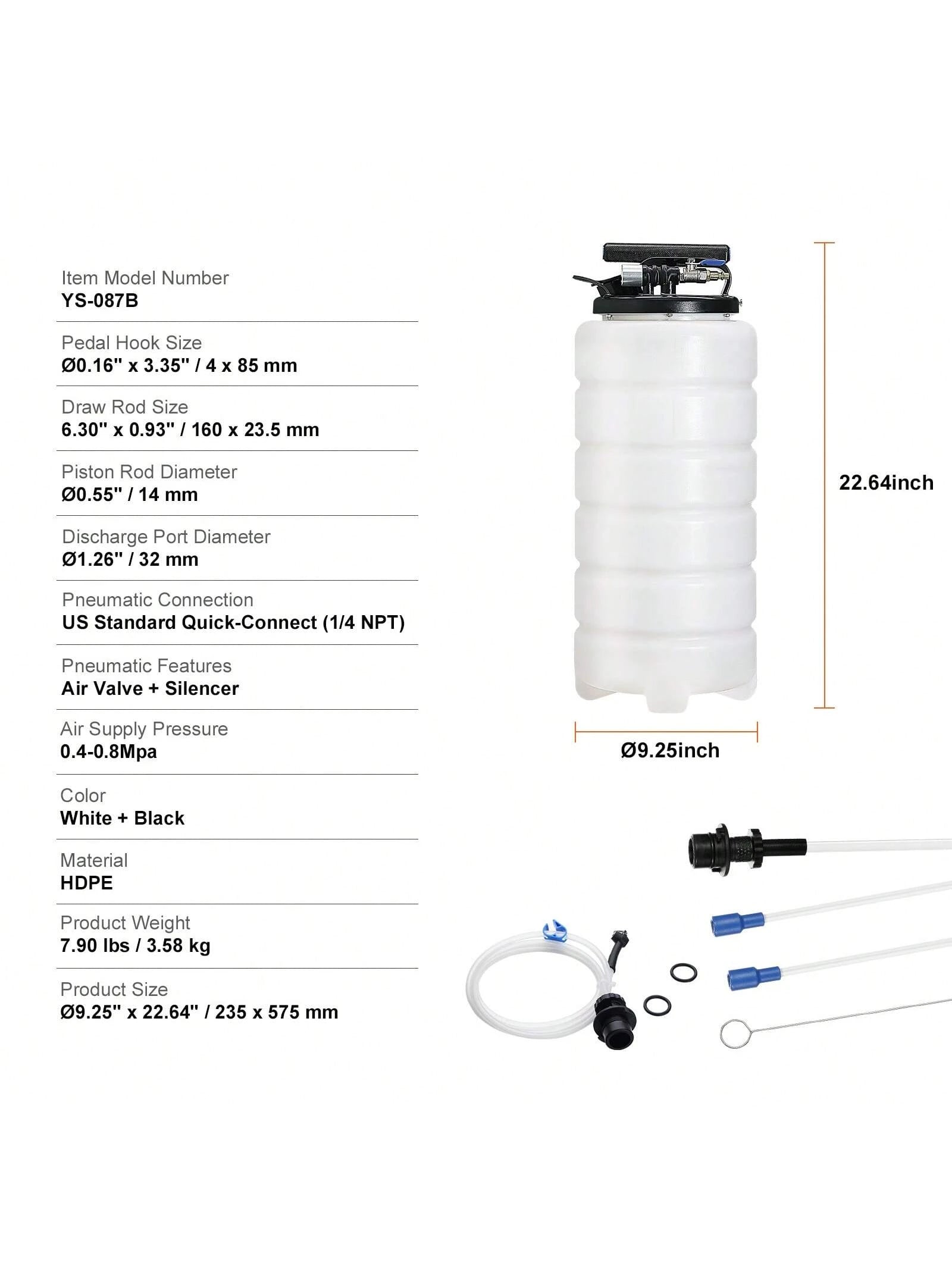 Fluid Extractor, 1.74-4 Gallons, Pneumatic/Manual Hand-Operated Oil Changer Vacuum Fluid Extractor With Dipstick And Suction Hose, Oil Extractor Change Pump For Automotive Fluids Vacuum Evacuation