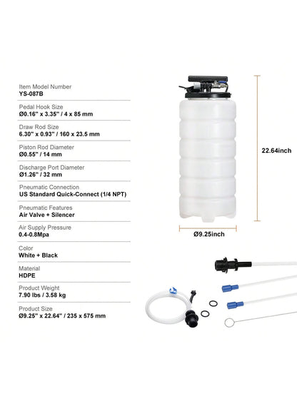 Fluid Extractor, 1.74-4 Gallons, Pneumatic/Manual Hand-Operated Oil Changer Vacuum Fluid Extractor With Dipstick And Suction Hose, Oil Extractor Change Pump For Automotive Fluids Vacuum Evacuation