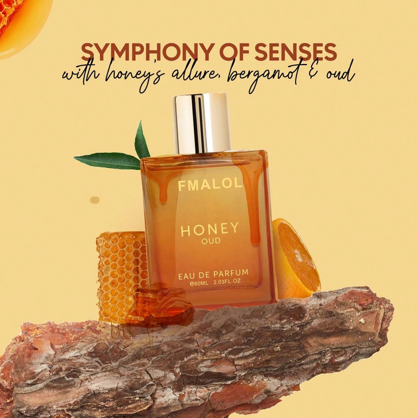 Fmalol Honey OUD Perfume For Women & Men 60ml,Vanilla, Bergamot & Patchouli Notes,Long-Lasting Arabian Unisex Perfumes For Women & Men,Floral & Spicy Cologne Honey Perfume