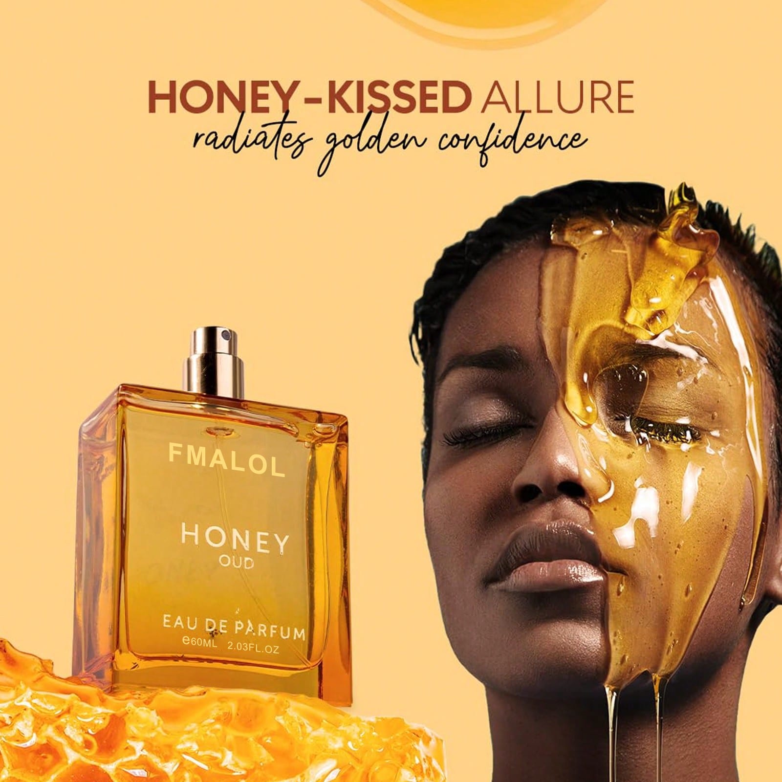 Fmalol Honey OUD Perfume For Women & Men 60ml,Vanilla, Bergamot & Patchouli Notes,Long-Lasting Arabian Unisex Perfumes For Women & Men,Floral & Spicy Cologne Honey Perfume
