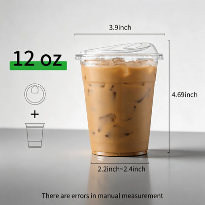 FookmeKag 100 Pcs Heavy-Duty Clear Reusable Cups, Washable And Durable, 12/16/20/24 Oz Crystal Clear Beverage Cups,Durable Heavy-Duty PET Smoothie And Iced Coffee Cups, Perfect For Cold Drinks, Ideal