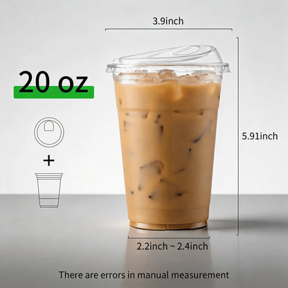 FookmeKag 100 Pcs Heavy-Duty Clear Reusable Cups, Washable And Durable, 12/16/20/24 Oz Crystal Clear Beverage Cups,Durable Heavy-Duty PET Smoothie And Iced Coffee Cups, Perfect For Cold Drinks, Ideal