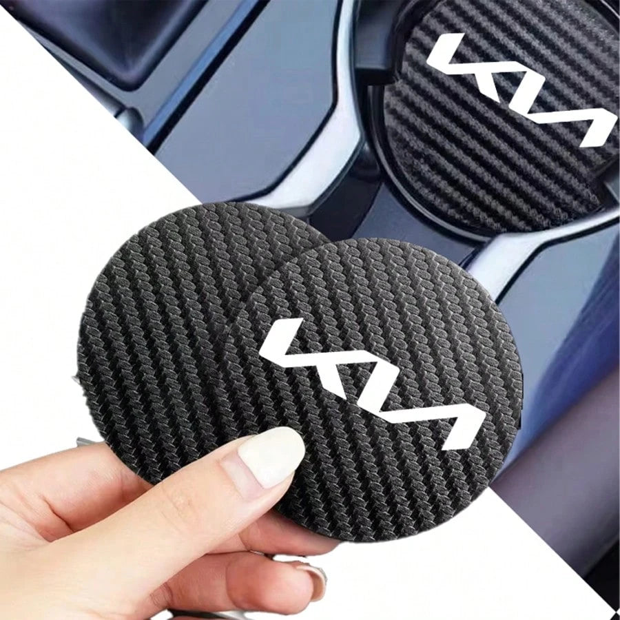 For KIA Car Accessories 2PCS Or 4PCS Style Carbon Fiber Car Cup Coasters Anti-Slip Vehicle Cup Holder Inserts For Car Interior Accessories