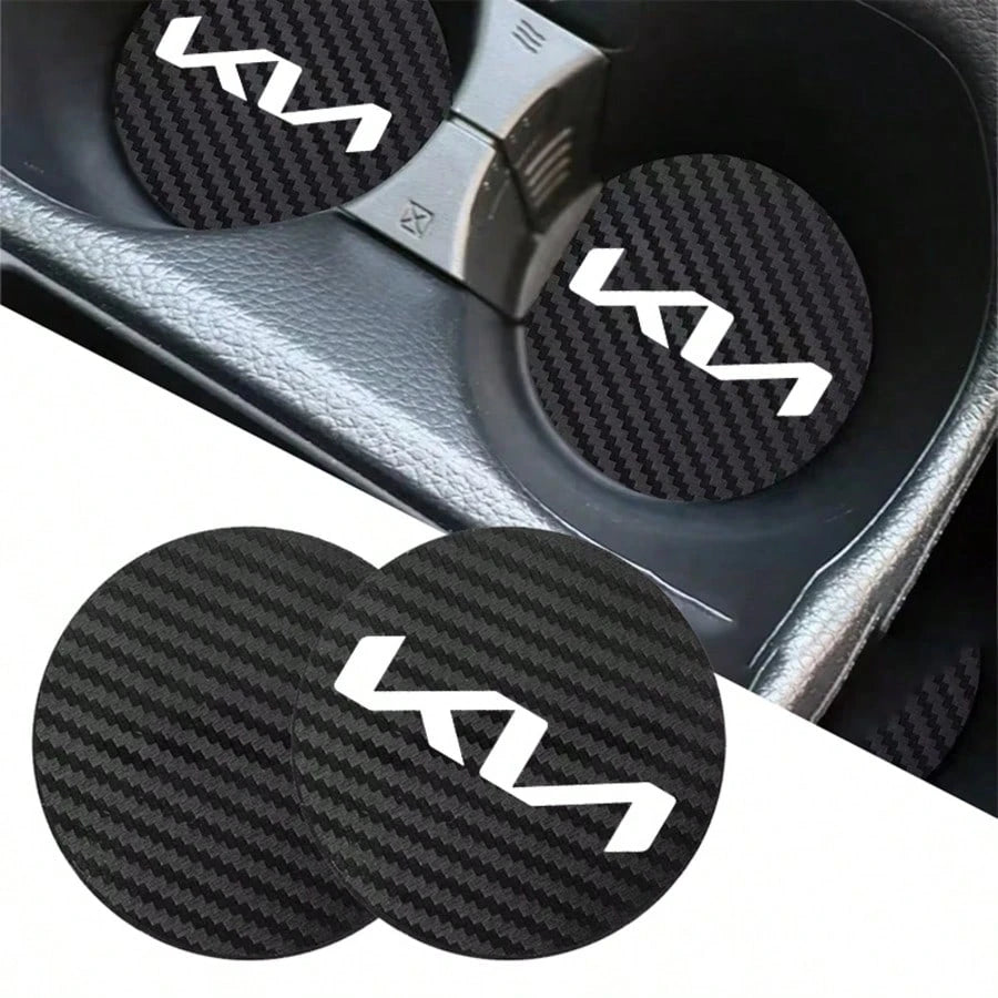 For KIA Car Accessories 2PCS Or 4PCS Style Carbon Fiber Car Cup Coasters Anti-Slip Vehicle Cup Holder Inserts For Car Interior Accessories