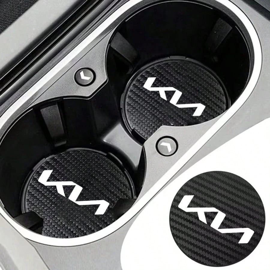 For KIA Car Accessories 2PCS Or 4PCS Style Carbon Fiber Car Cup Coasters Anti-Slip Vehicle Cup Holder Inserts For Car Interior Accessories