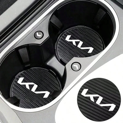For KIA Car Accessories 2PCS Or 4PCS Style Carbon Fiber Car Cup Coasters Anti-Slip Vehicle Cup Holder Inserts For Car Interior Accessories