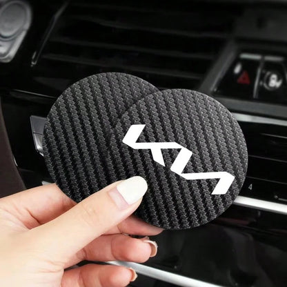 For KIA Car Accessories 2PCS Or 4PCS Style Carbon Fiber Car Cup Coasters Anti-Slip Vehicle Cup Holder Inserts For Car Interior Accessories