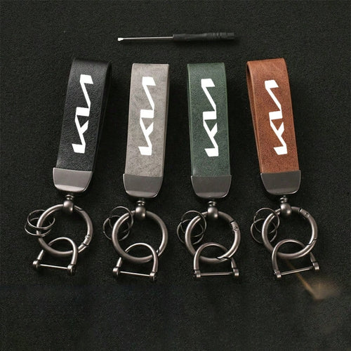 For KIA PU Leather Car Keychain With 360 Degree Rotation Zinc Alloy Keyring Premium Trinket For Car Keys Stylish Unisex Design Durable Key Holder Gift