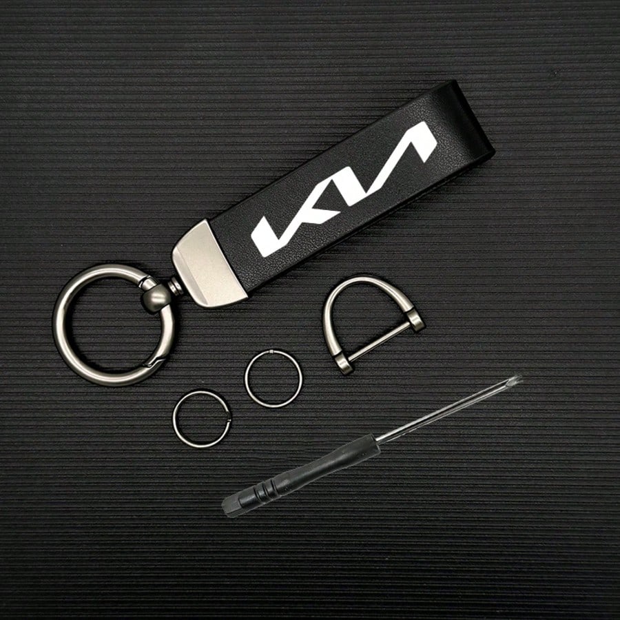 For KIA PU Leather Car Keychain With 360 Degree Rotation Zinc Alloy Keyring Premium Trinket For Car Keys Stylish Unisex Design Durable Key Holder Gift