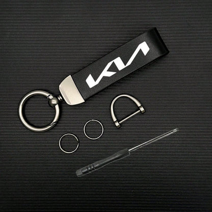 For KIA PU Leather Car Keychain With 360 Degree Rotation Zinc Alloy Keyring Premium Trinket For Car Keys Stylish Unisex Design Durable Key Holder Gift