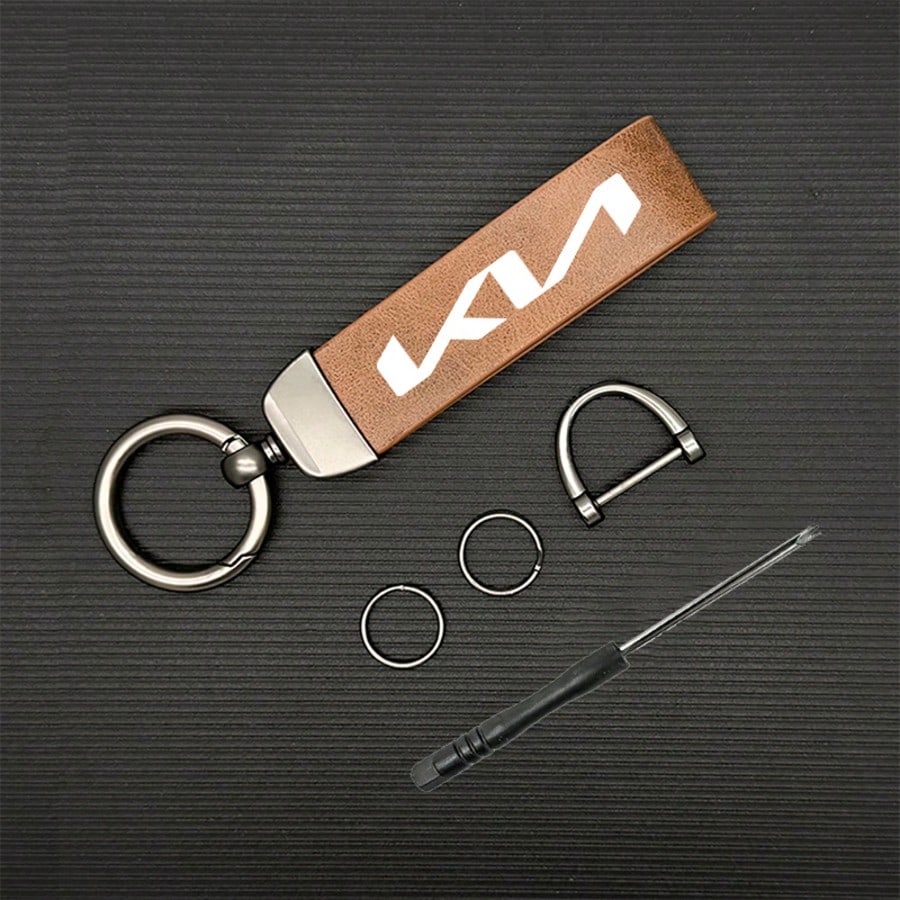For KIA PU Leather Car Keychain With 360 Degree Rotation Zinc Alloy Keyring Premium Trinket For Car Keys Stylish Unisex Design Durable Key Holder Gift