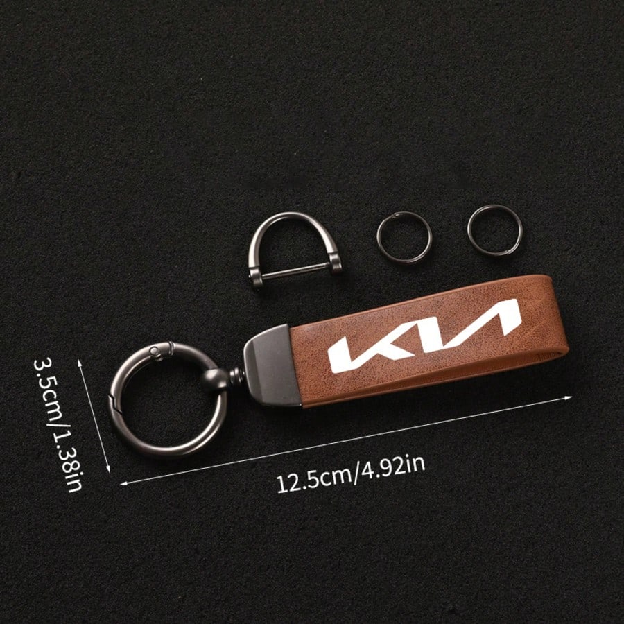 For KIA PU Leather Car Keychain With 360 Degree Rotation Zinc Alloy Keyring Premium Trinket For Car Keys Stylish Unisex Design Durable Key Holder Gift