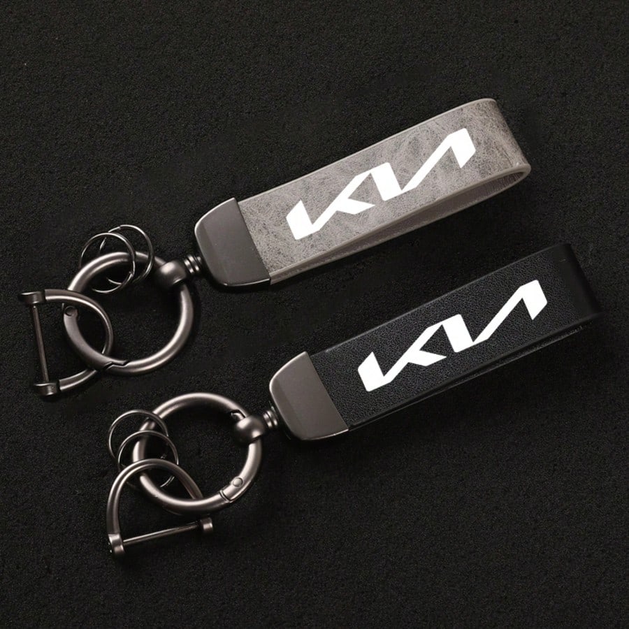 For KIA PU Leather Car Keychain With 360 Degree Rotation Zinc Alloy Keyring Premium Trinket For Car Keys Stylish Unisex Design Durable Key Holder Gift