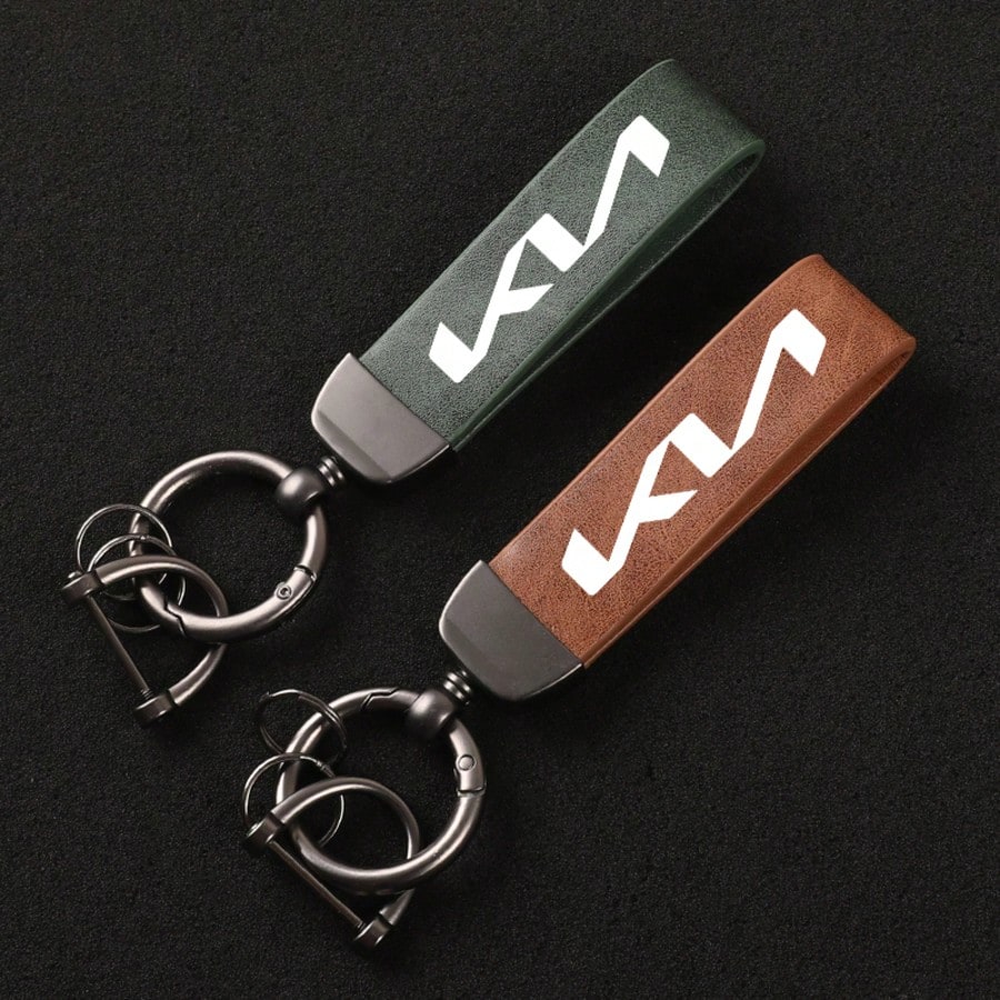 For KIA PU Leather Car Keychain With 360 Degree Rotation Zinc Alloy Keyring Premium Trinket For Car Keys Stylish Unisex Design Durable Key Holder Gift